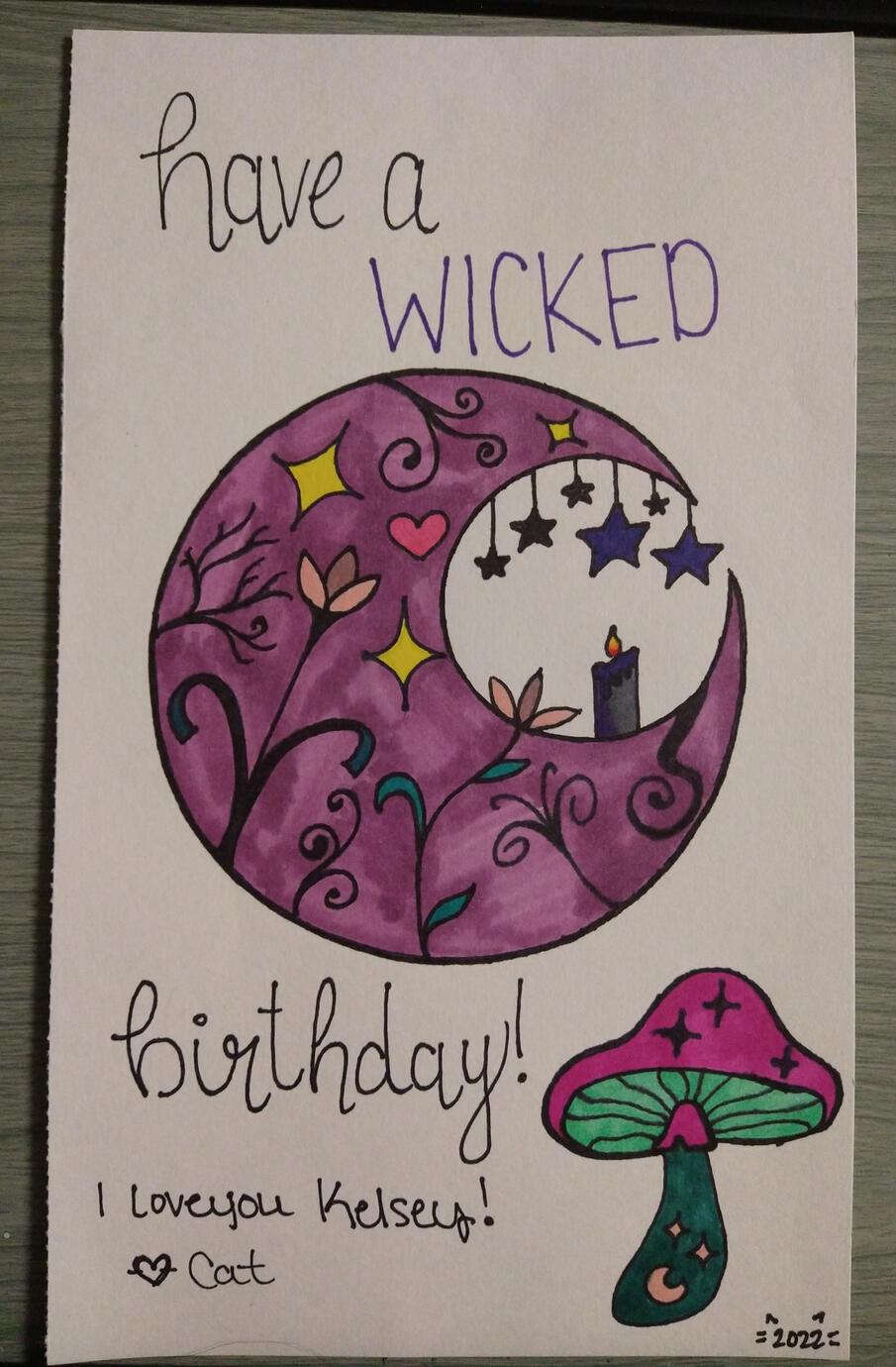 Witchy Birthday Card: marker